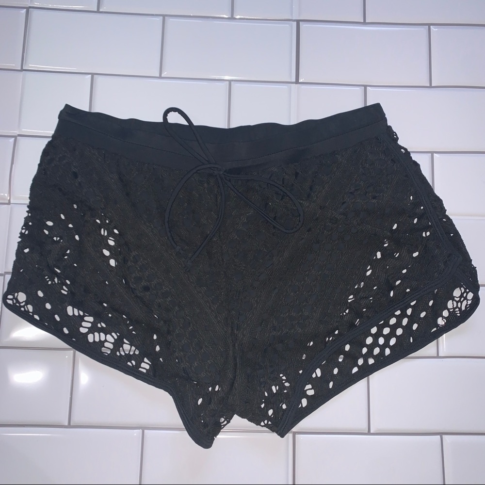 ✨ 3/$25 Black crochet swim shorts